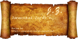 Janecskai Zorán névjegykártya